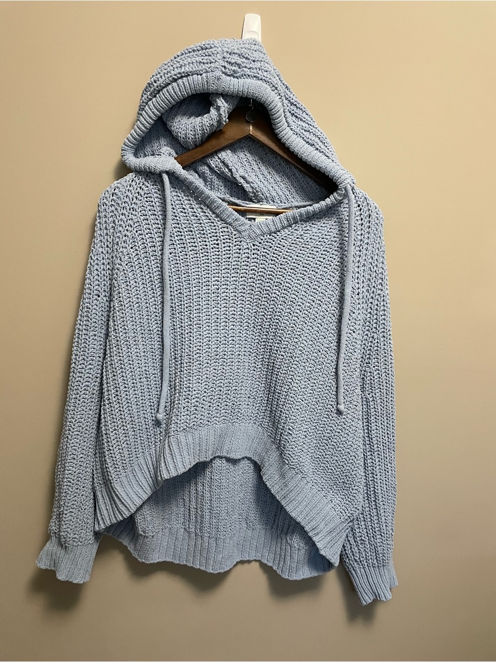 Aerie Pastel Blue Cozy Knit Oversized Crop Sweater Women's Medium